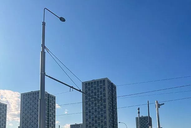 Опоры контактной сети ТФ<br />
трамвайная линия в Академическом районе г. Екатеринбурга